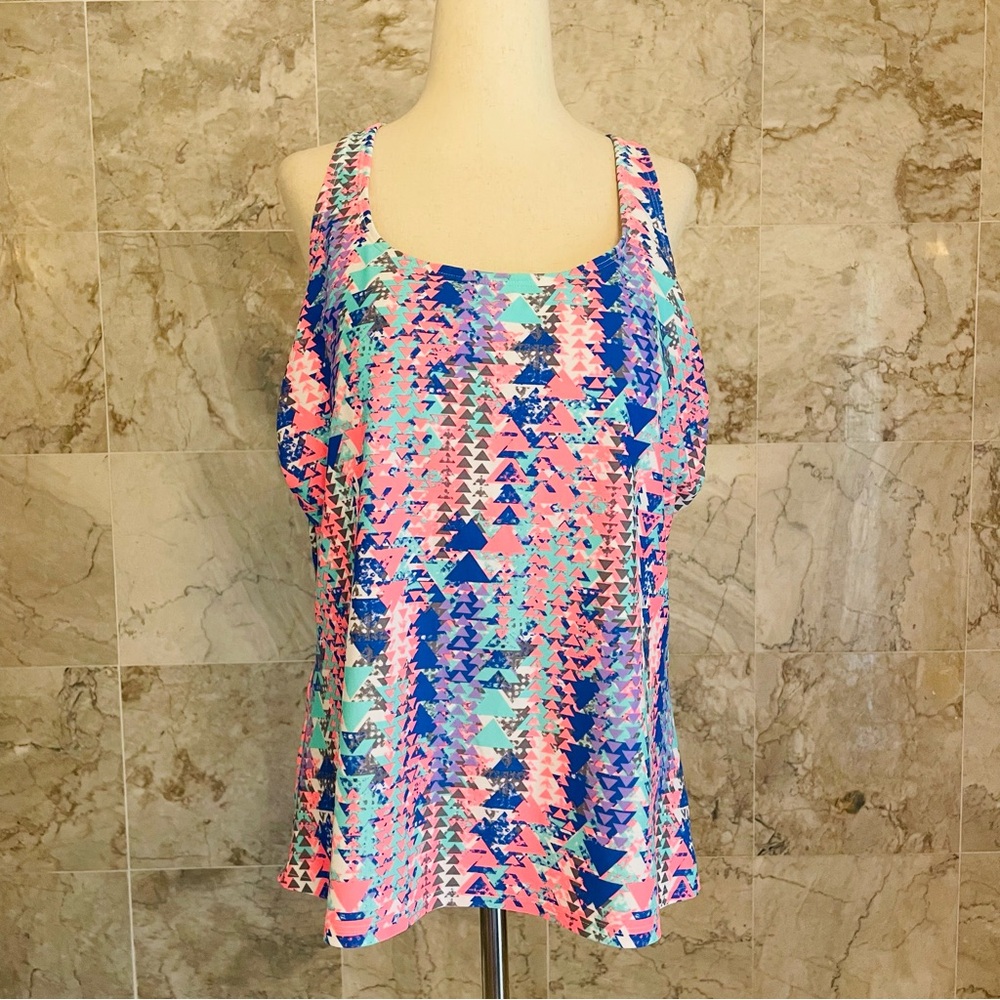 Splashletics Geometric Racerback Swim Tankini Top - Picture 2 of 8
